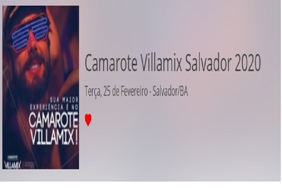 Camarote Villamix Salvador 2020 - 25 de fevereiro