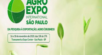 Agro Expo Internacional acontecerá de 16 a 18 de novembro de 2020