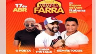 Ingressos disponíveis para o Vem pra Farra 2020