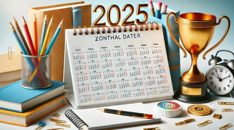 Calendário aberto de 2025 com datas correntes para eventos educativos