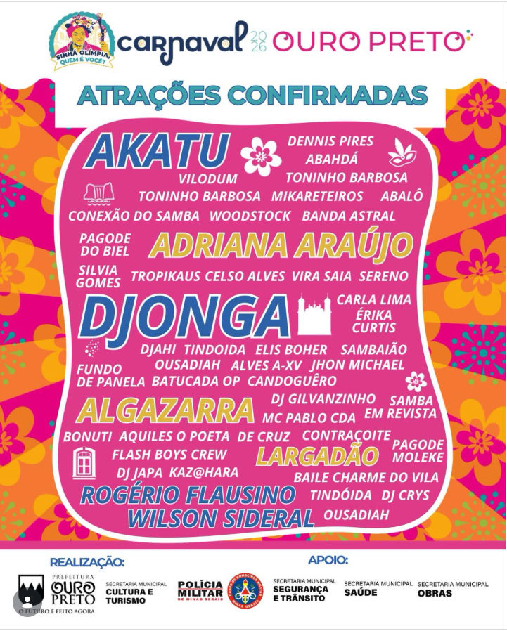 Carnaval de Ouro Preto 2026 (imagem: Divulgação)