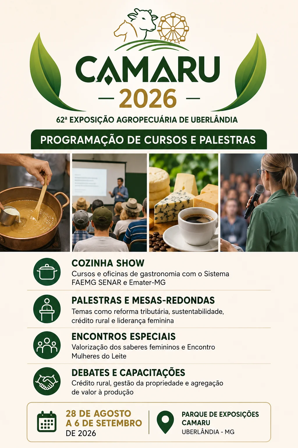 cursos e palestras camaru 2026