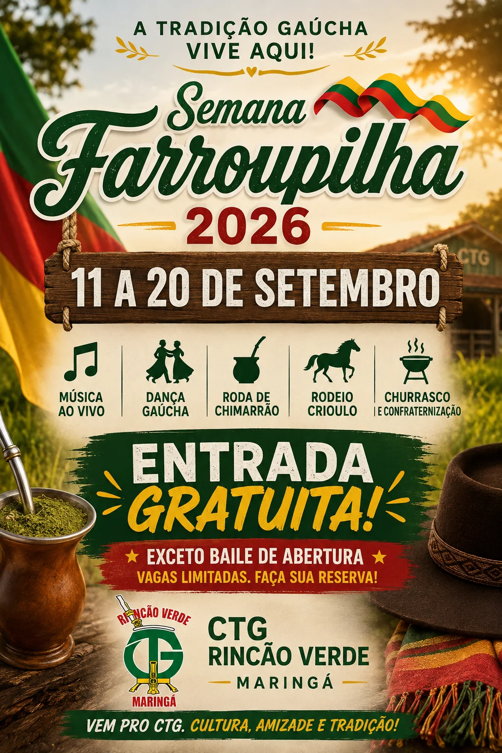 Datas e atrações Semana Farroupilha 2026 Maringá