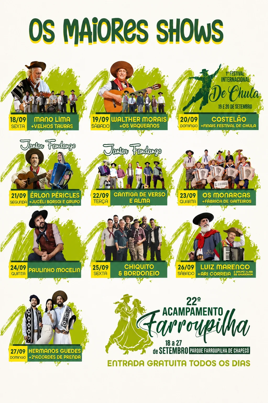 Shows Acampamento Farroupilha Chapecó 2026