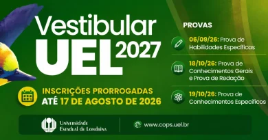 Prorrogação das inscrições Vestibular UEL 2027