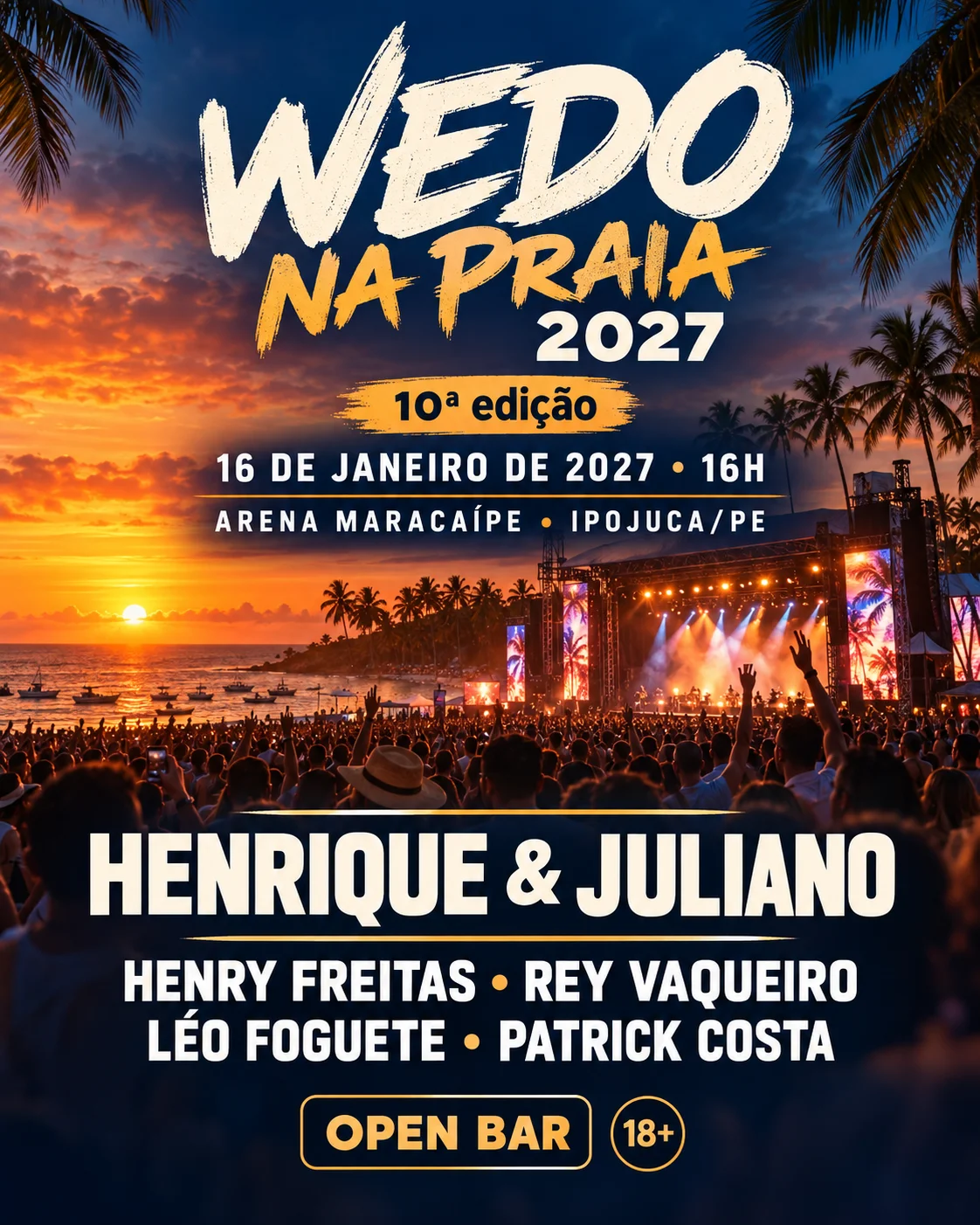 Wedo na Praia 2027 (Imagem IA)