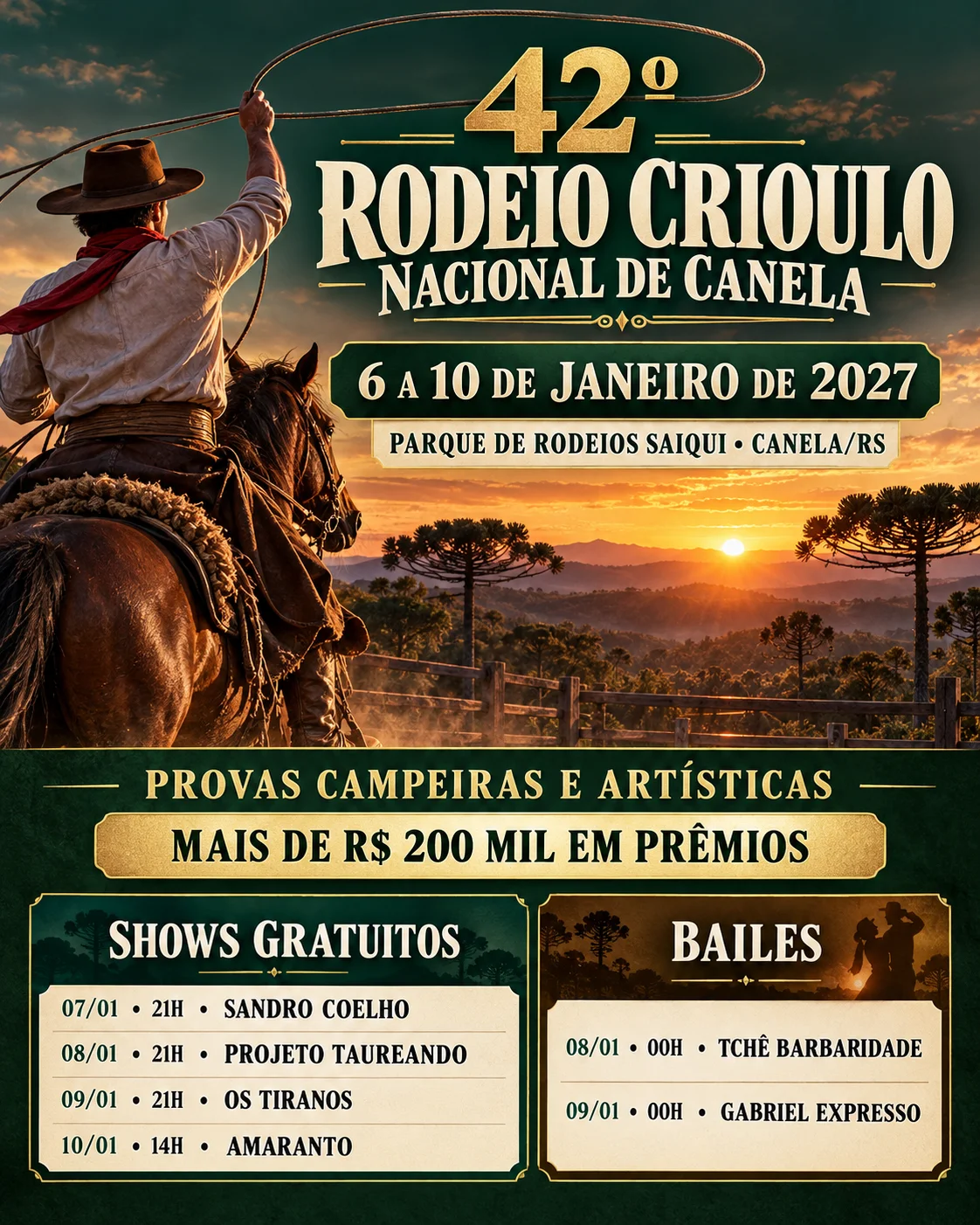 Rodeio Crioulo Nacional de Canela 2027 (Imagem IA)