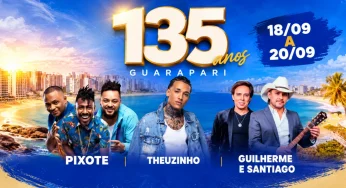 Festa de 135 anos de Guarapari abre com Pixote e shows nesta sexta-feira (18)