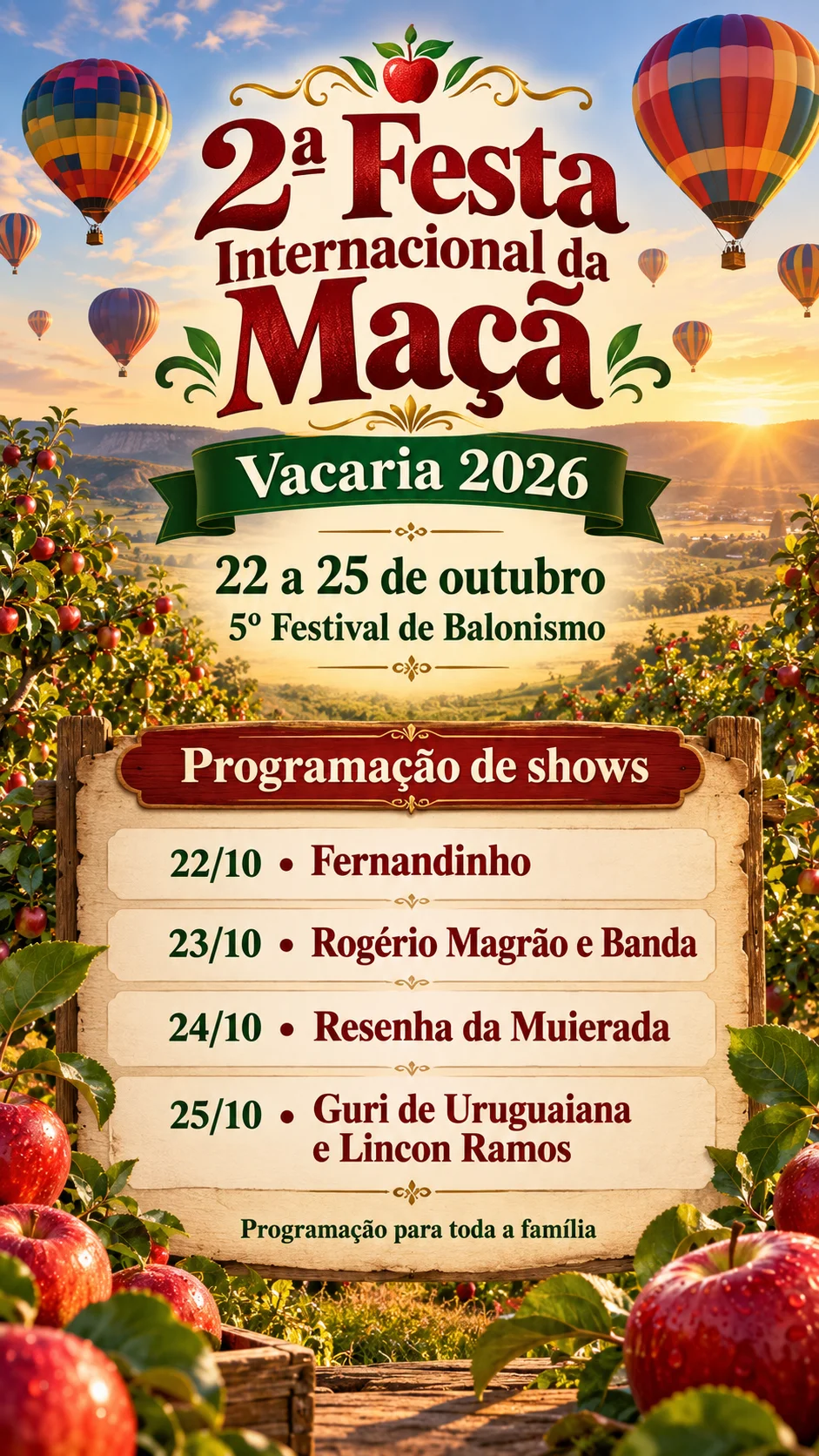 Festa da Maçã Vacaria 2026 (Imagem IA)