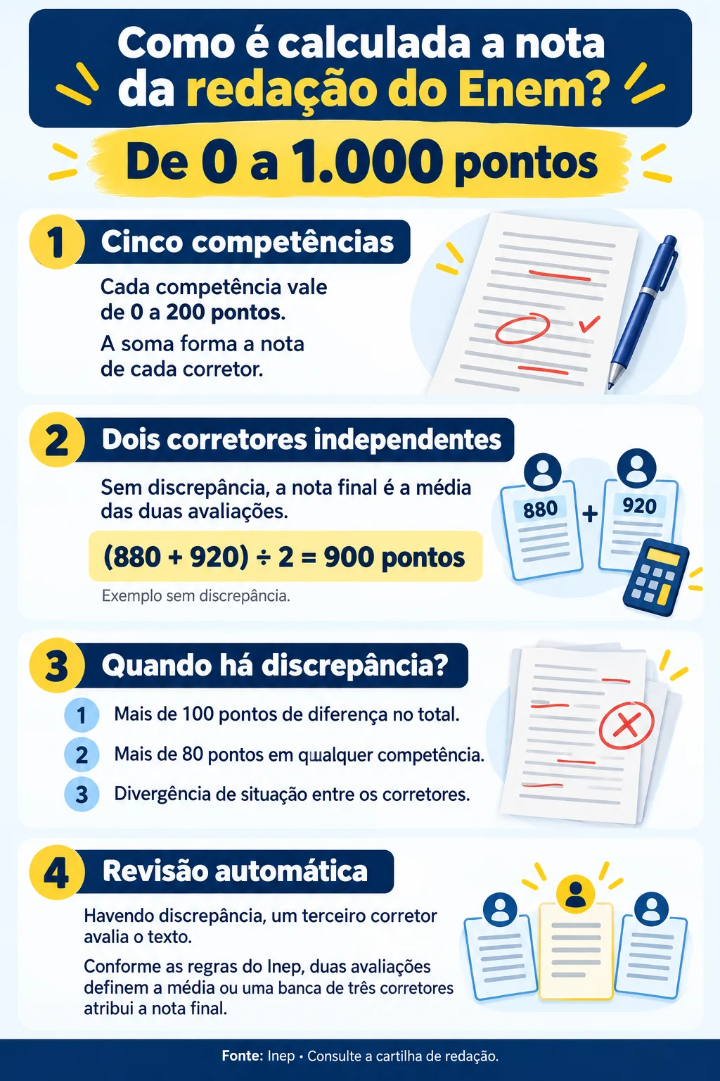 Cálculo nota Redação Enem (Imagem IA)