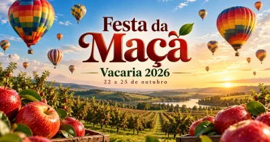 Festa da Maçã de Vacaria 2026 reúne shows e Festival de Balonismo Festa da Maçã Vacaria 2026 (Imagem IA)