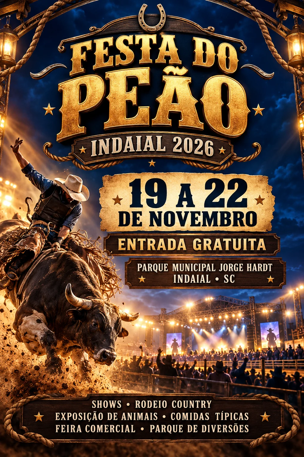 Festa do Peão de Indaial 2026 (Imagem IA)