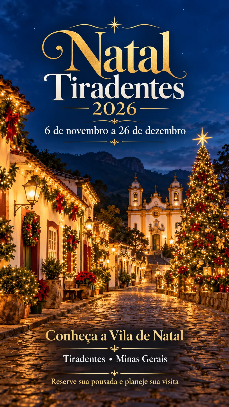 Natal em Tiradentes 2026 (Imagem IA)